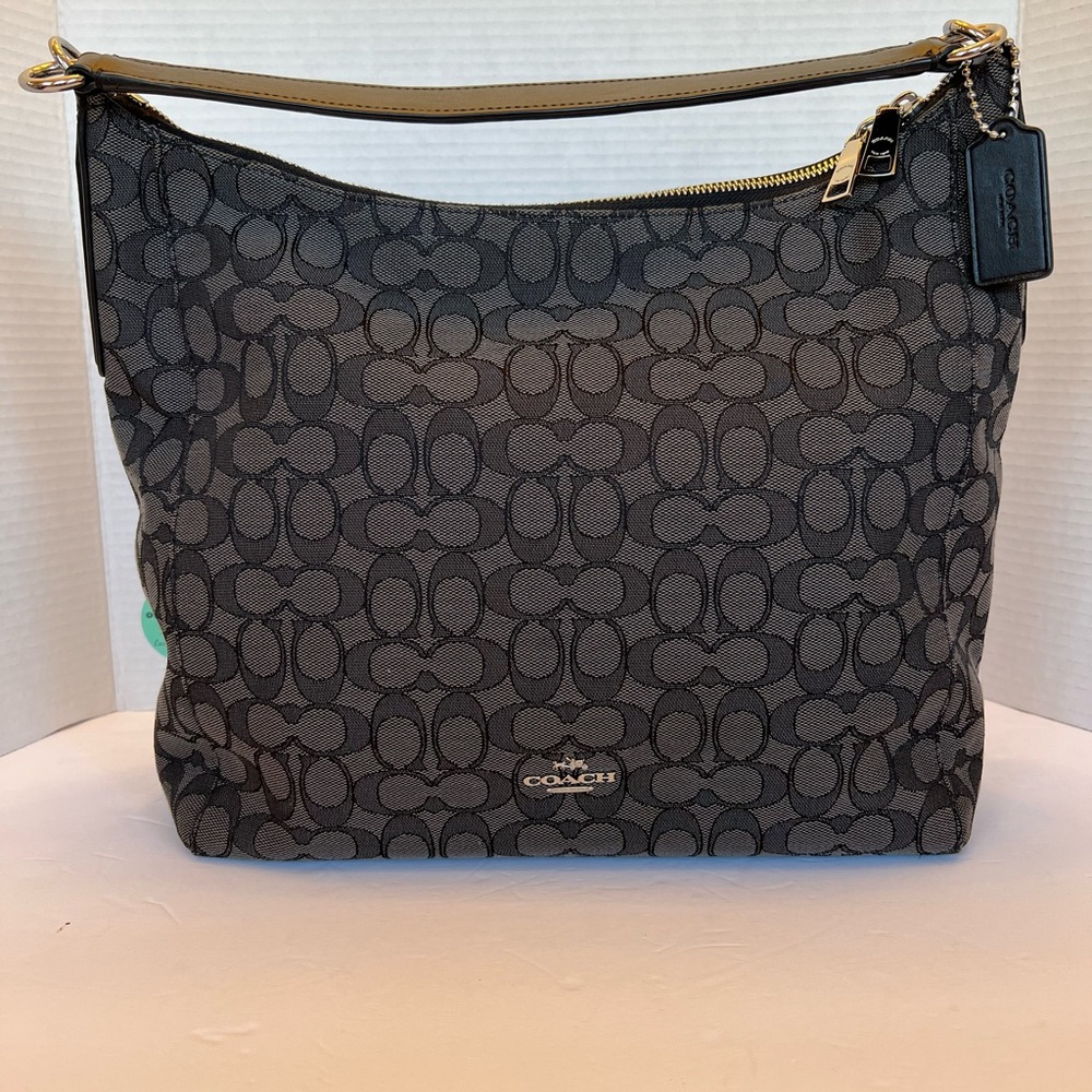 Coach Coach Black and Gray Canvas & Leather Monogram Satchel (#2)